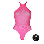 Ouch - UV-valossa hohtava verkkobody, pinkki, Plus Size