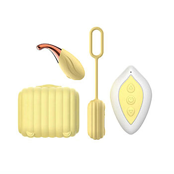 KOVIDA - 4-osainen kiihotinsetti kauko-ohjaimella, keltainen - kuva