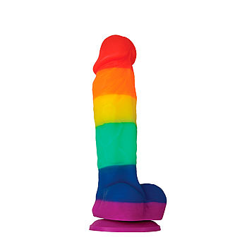 Colours - Pride dildo kiveksillä, 5", imukupilla, silikoninen, värikäs