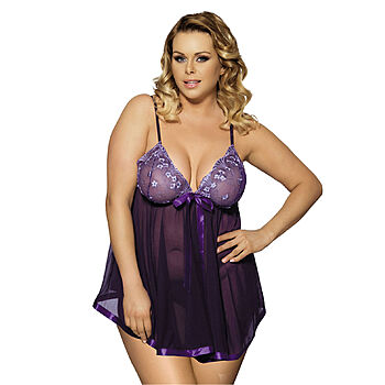 OhYeah - Babydoll-asu ja stringit, Plus Size, lila - kuva